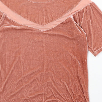 Glamorous Womens Pink Polyester Basic T-Shirt Size S Round Neck