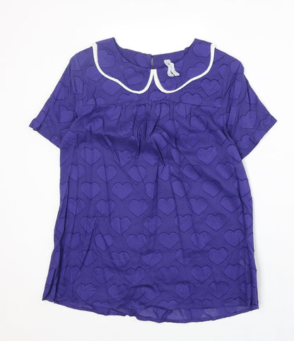 Womens UK Size 10 Preworn Blue Basic Blouse