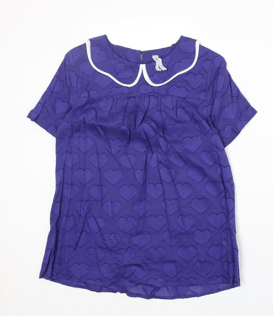 Womens UK Size 10 Preworn Blue Basic Blouse