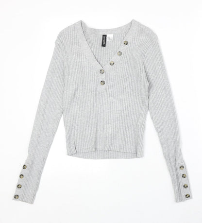 Womens UK Size M Divided by H&M Grey Pullover Jumper