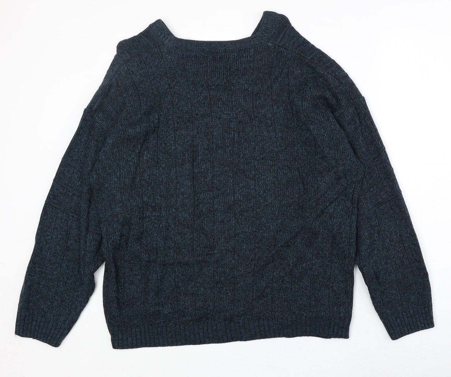 BHS Mens Blue V-Neck Acrylic Pullover Jumper Size M Long Sleeve