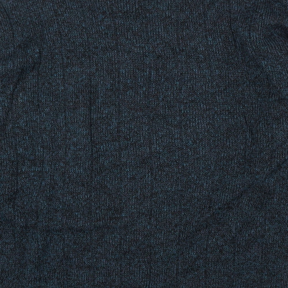 BHS Mens Blue V-Neck Acrylic Pullover Jumper Size M Long Sleeve