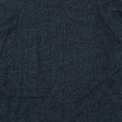 BHS Mens Blue V-Neck Acrylic Pullover Jumper Size M Long Sleeve