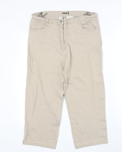 Yesscia Womens Beige Cotton Straight Jeans Size 32 in Regular Zip