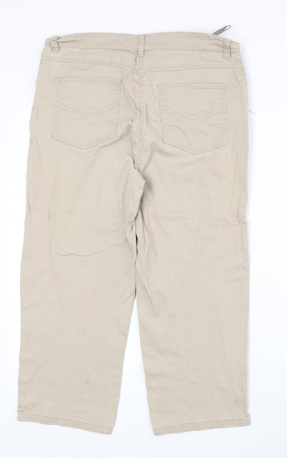 Yesscia Womens Beige Cotton Straight Jeans Size 32 in Regular Zip