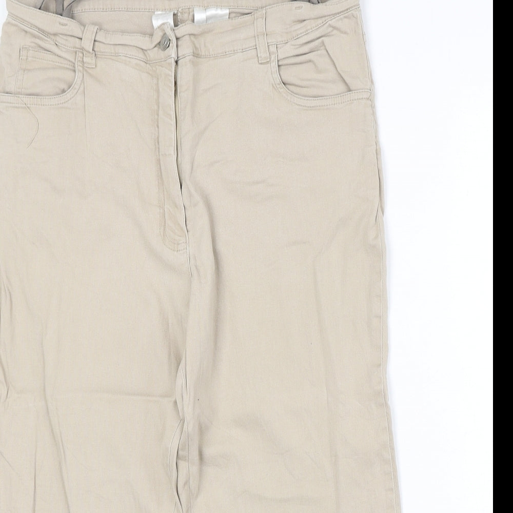 Yesscia Womens Beige Cotton Straight Jeans Size 32 in Regular Zip