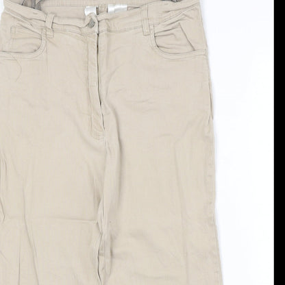 Yesscia Womens Beige Cotton Straight Jeans Size 32 in Regular Zip