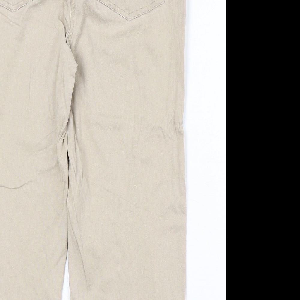 Yesscia Womens Beige Cotton Straight Jeans Size 32 in Regular Zip