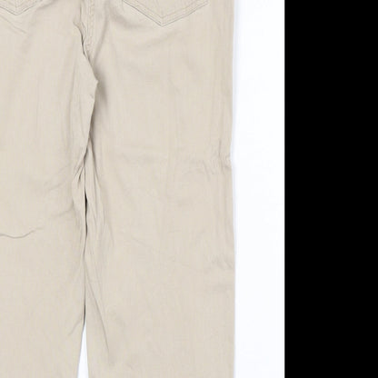 Yesscia Womens Beige Cotton Straight Jeans Size 32 in Regular Zip