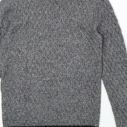 Twisted Soul Mens Grey Round Neck Acrylic Pullover Jumper Size S Long Sleeve