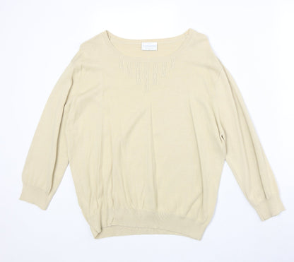 Cotsworld Womens Beige Round Neck Cotton Pullover Jumper Size XL