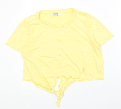 FOREVER 21 Womens Yellow Cotton Basic T-Shirt Size L Round Neck