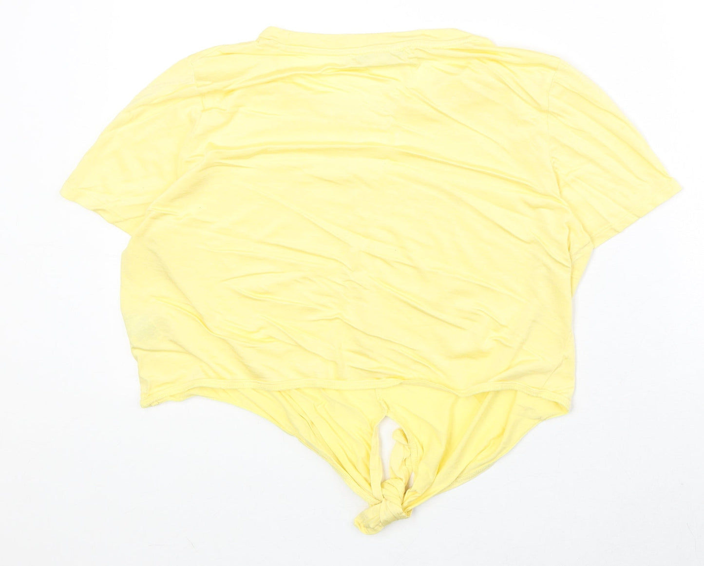 FOREVER 21 Womens Yellow Cotton Basic T-Shirt Size L Round Neck