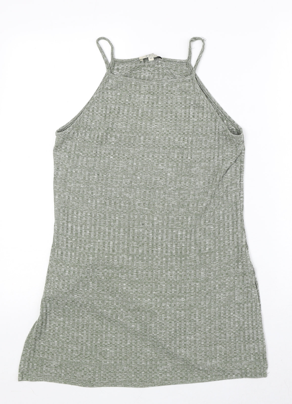 Papaya Womens Green Polyester Basic Tank Size 10 Square Neck