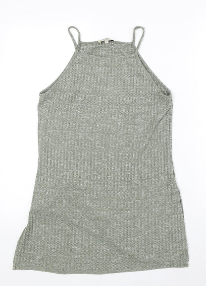Papaya Womens Green Polyester Basic Tank Size 10 Square Neck