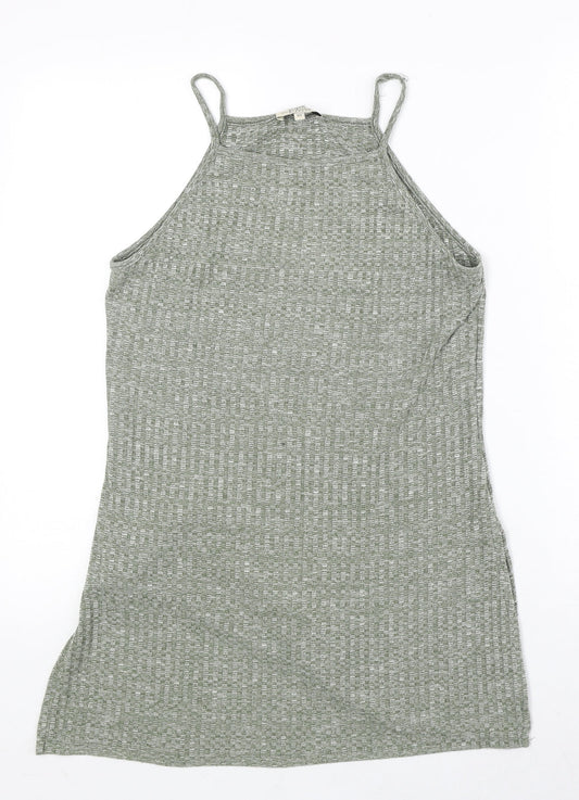 Papaya Womens Green Polyester Basic Tank Size 10 Square Neck