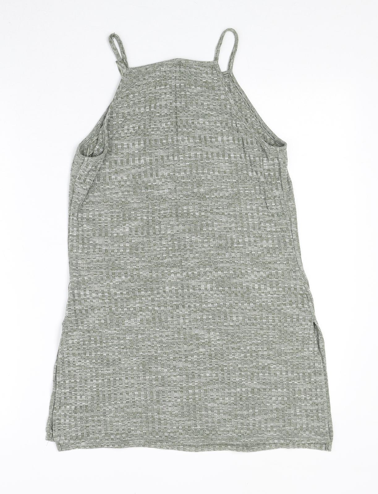 Papaya Womens Green Polyester Basic Tank Size 10 Square Neck