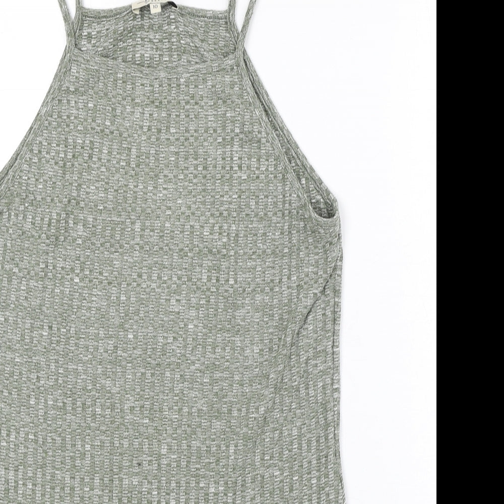 Papaya Womens Green Polyester Basic Tank Size 10 Square Neck