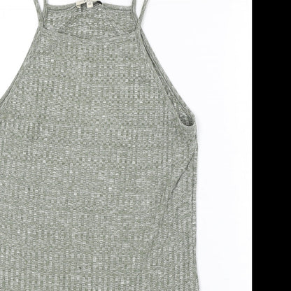 Papaya Womens Green Polyester Basic Tank Size 10 Square Neck