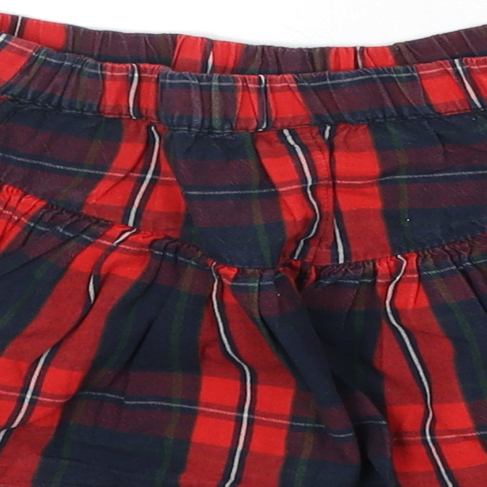 NEXT Girls Red Plaid 100% Cotton Pettiskirt Skirt Size 3 Years Regular Pull On