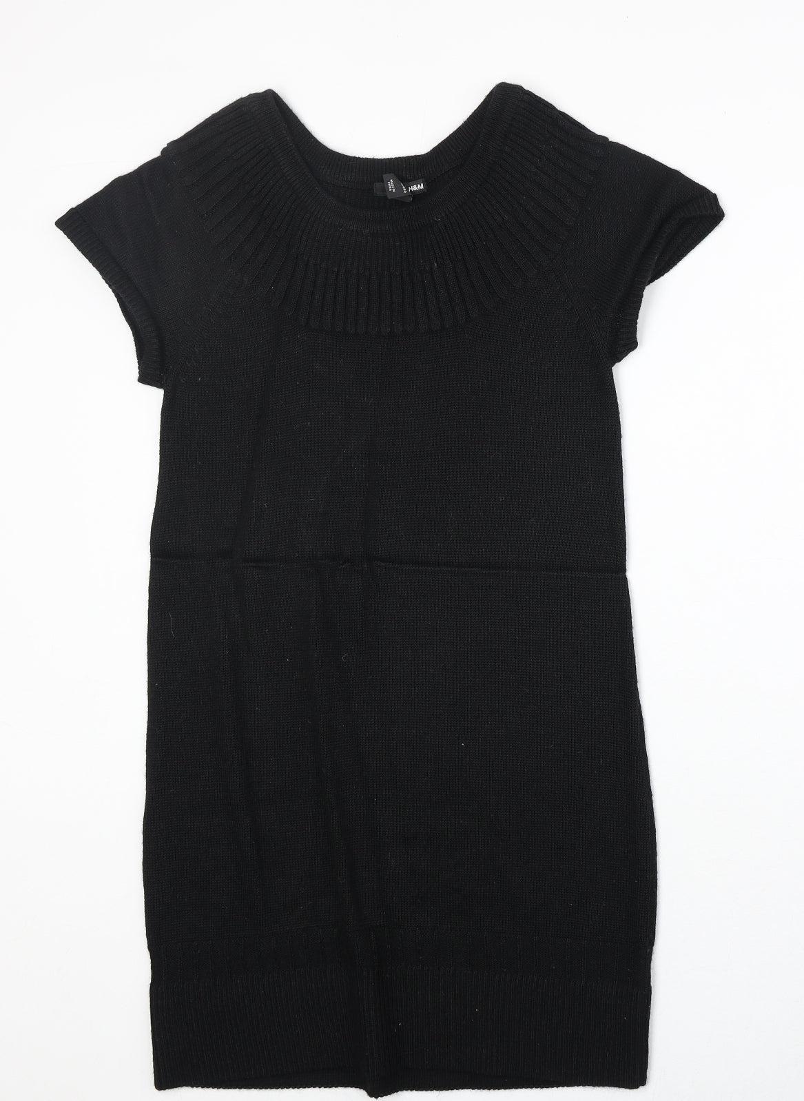 H&M Womens Black Acrylic Jumper Dress Size S Round Neck Pullover