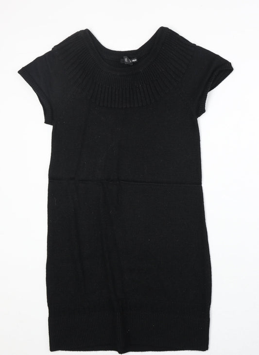 H&M Womens Black Acrylic Jumper Dress Size S Round Neck Pullover