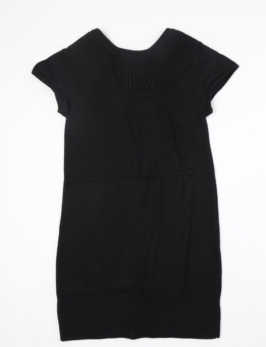 H&M Womens Black Acrylic Jumper Dress Size S Round Neck Pullover