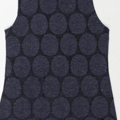 Apricot Womens Blue Polka Dot Polyester Trapeze & Swing Size 8 Roll Neck Pullover