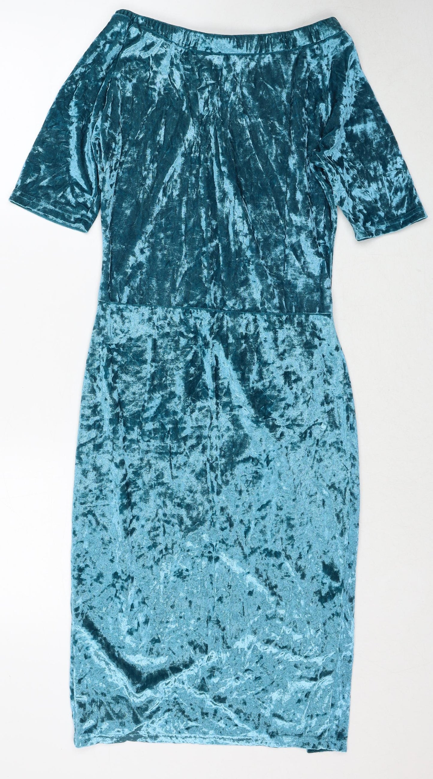 Preworn Womens Blue Polyester Bodycon Size S Boat Neck Pullover