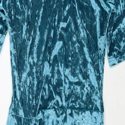 Preworn Womens Blue Polyester Bodycon Size S Boat Neck Pullover