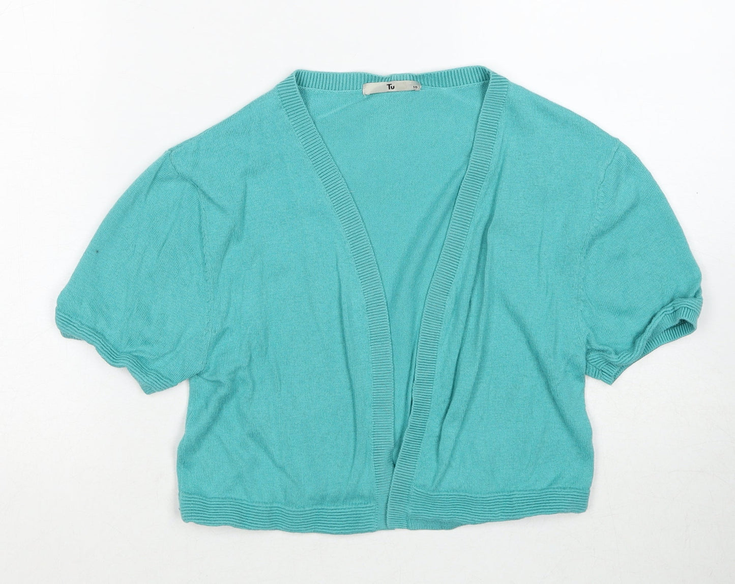 TU Womens Blue V-Neck Cotton Cardigan Jumper Size 10