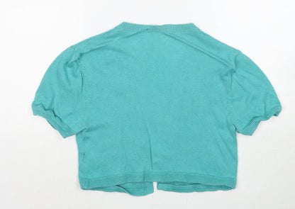 TU Womens Blue V-Neck Cotton Cardigan Jumper Size 10