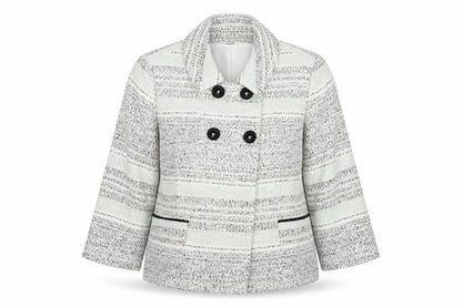 Marks & Spencer Womens Grey Striped Jacket Size 12 Button