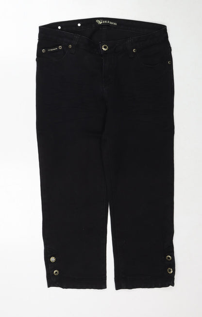 Hucharowa Womens Black Cotton Straight Jeans Size 31 in Regular Zip