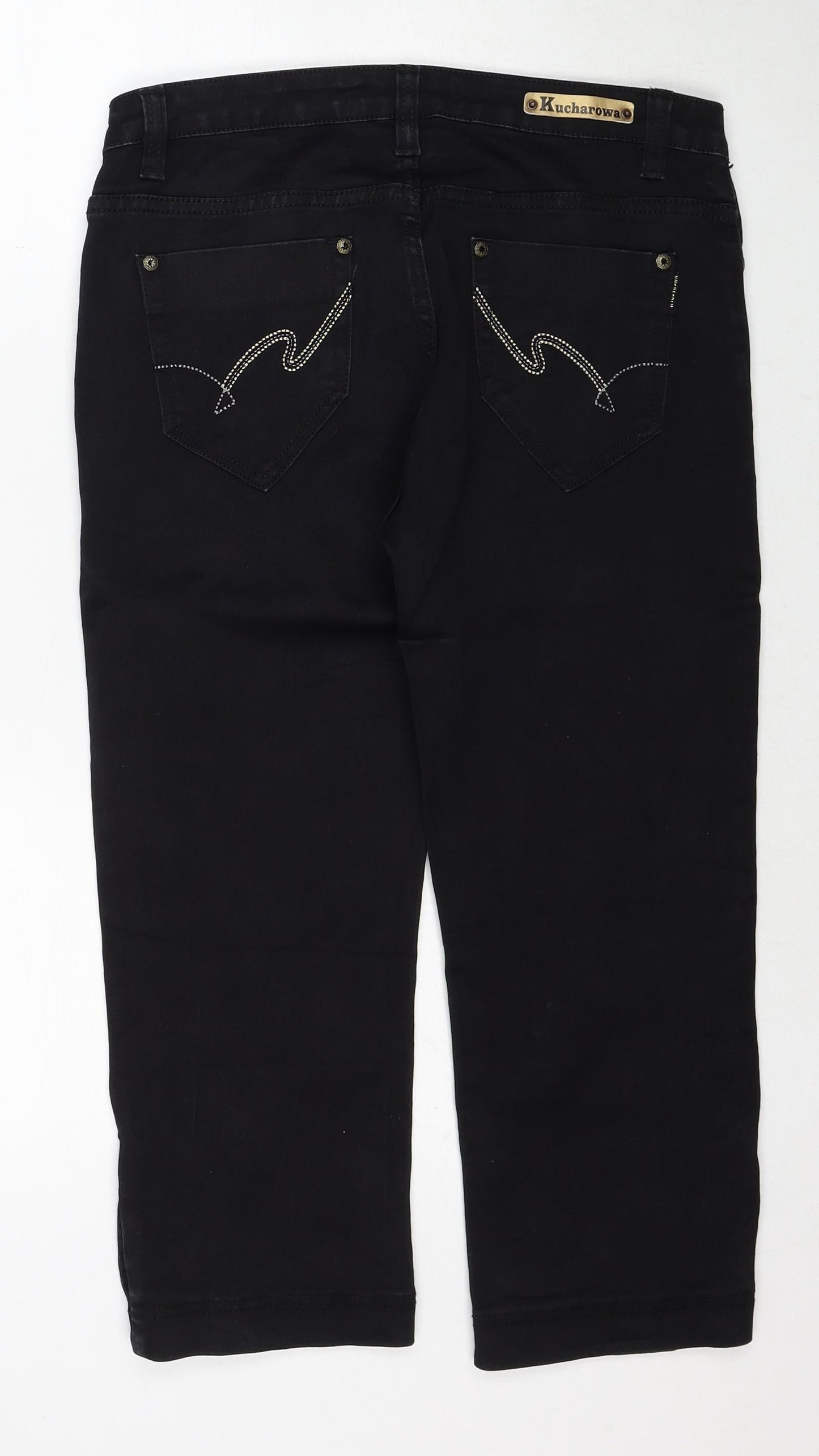 Hucharowa Womens Black Cotton Straight Jeans Size 31 in Regular Zip
