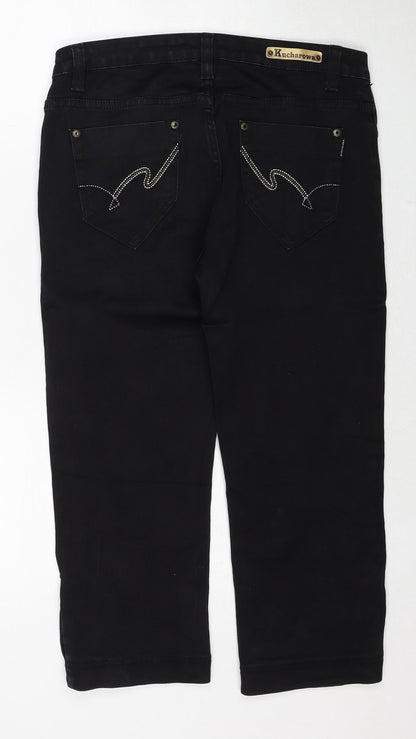 Hucharowa Womens Black Cotton Straight Jeans Size 31 in Regular Zip