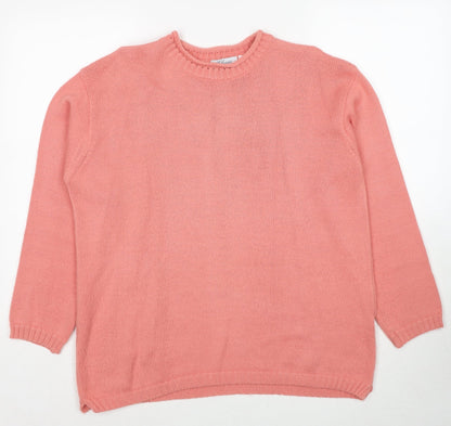 Classics Womens Pink Round Neck Acrylic Pullover Jumper Size 14 - Size 14-16