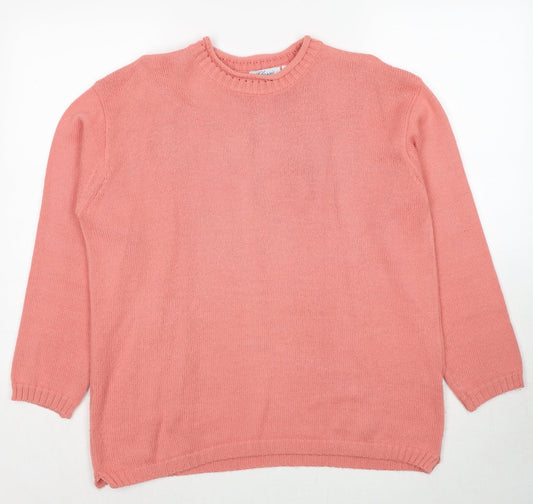 Classics Womens Pink Round Neck Acrylic Pullover Jumper Size 14 - Size 14-16