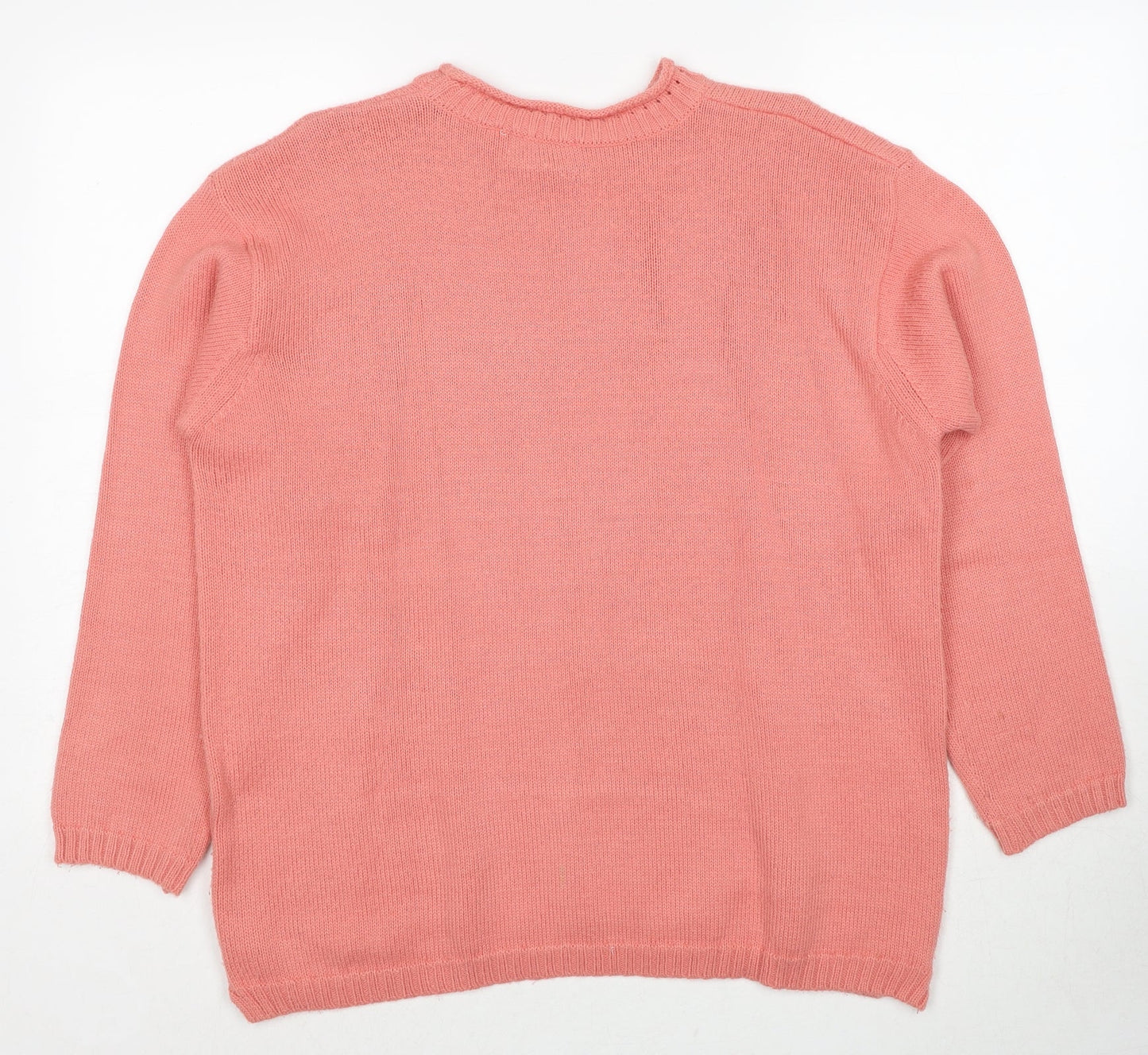 Classics Womens Pink Round Neck Acrylic Pullover Jumper Size 14 - Size 14-16