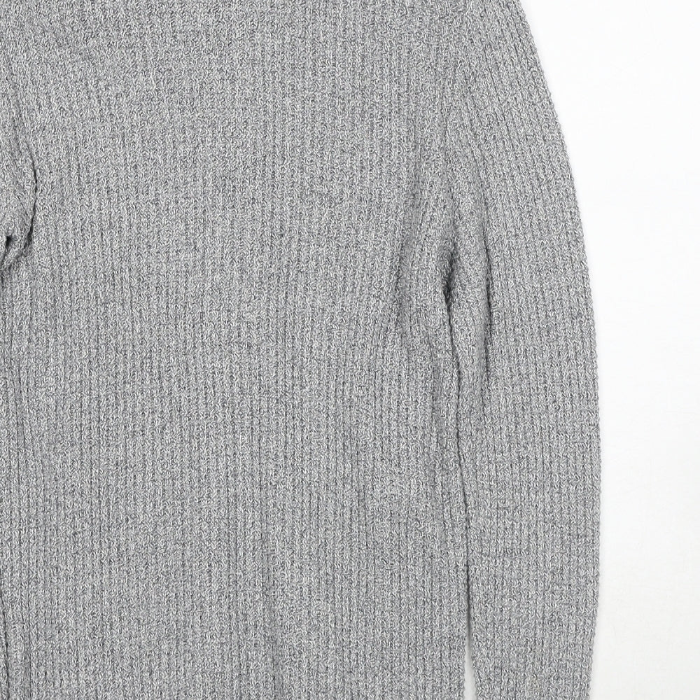 NEXT Mens Grey V-Neck Cotton Full Zip Jumper Size M Long Sleeve