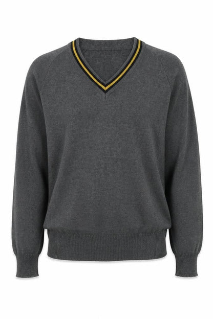 MagicFit Mens Grey V-Neck Cotton Pullover Jumper Size S Long Sleeve