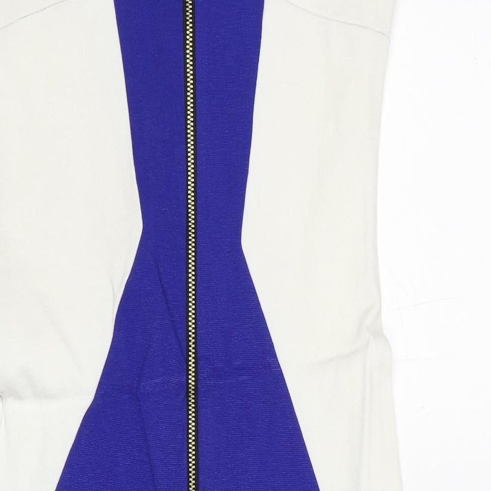 River Island Womens Multicoloured Colourblock Viscose Pencil Dress Size 8 Round Neck Zip