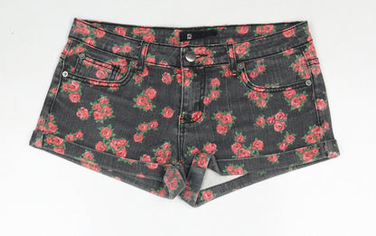 FOREVER 21 Womens Black Floral Cotton Mom Shorts Size 27 in Regular Zip