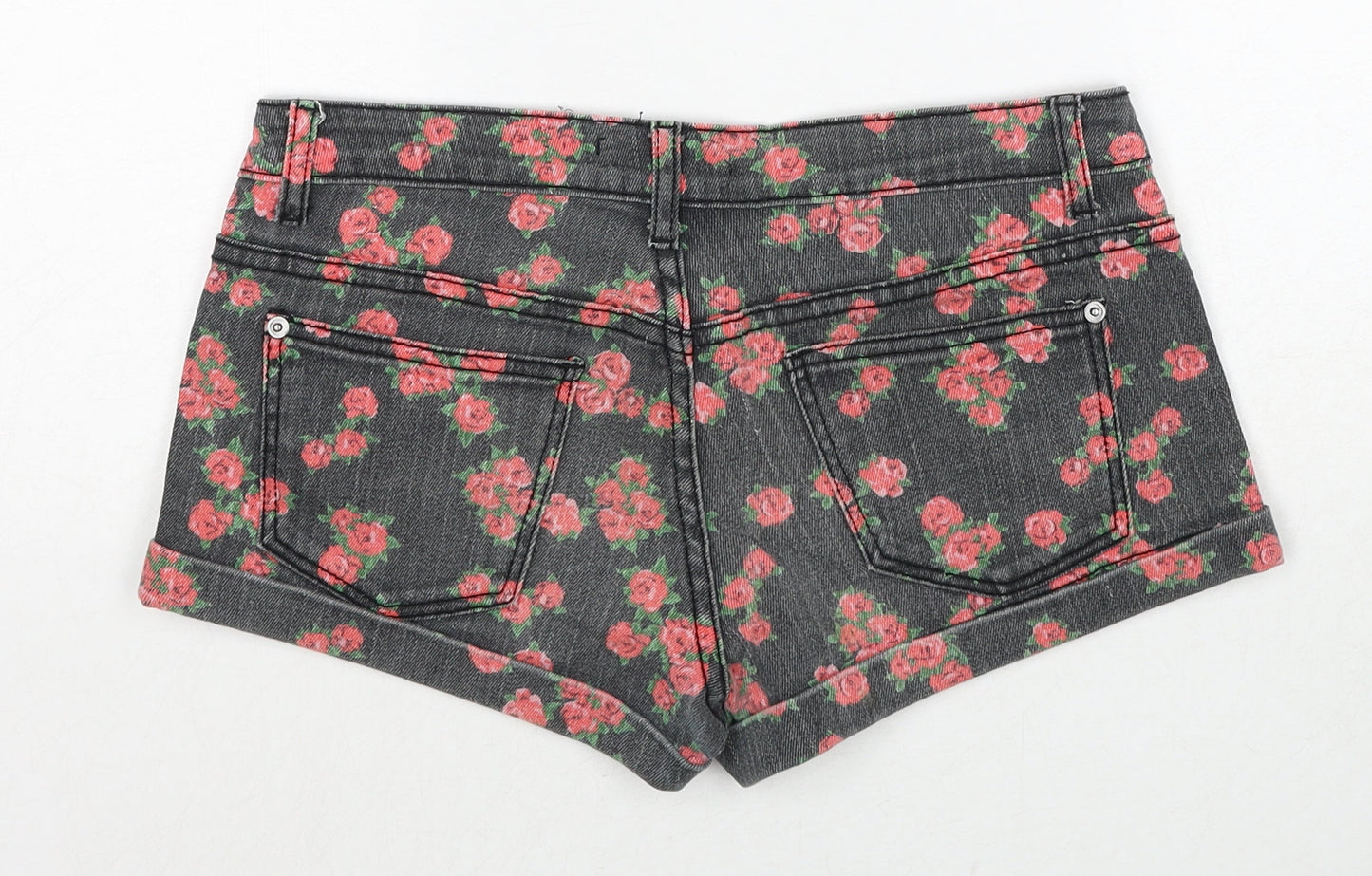 FOREVER 21 Womens Black Floral Cotton Mom Shorts Size 27 in Regular Zip