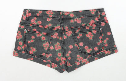 FOREVER 21 Womens Black Floral Cotton Mom Shorts Size 27 in Regular Zip