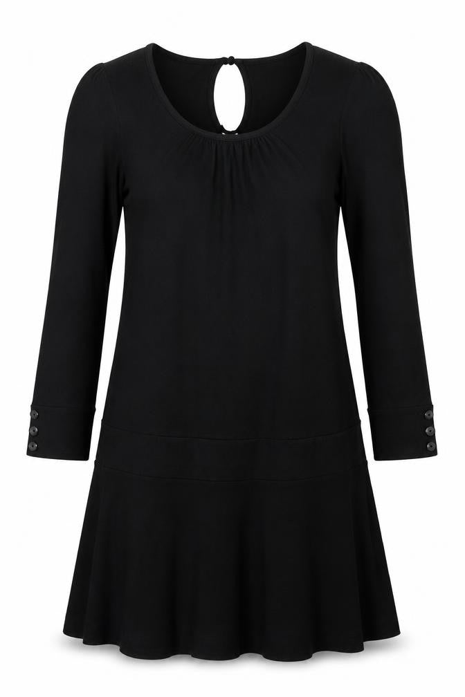 H&M Womens Black Cotton A-Line Size 8 Scoop Neck Tie
