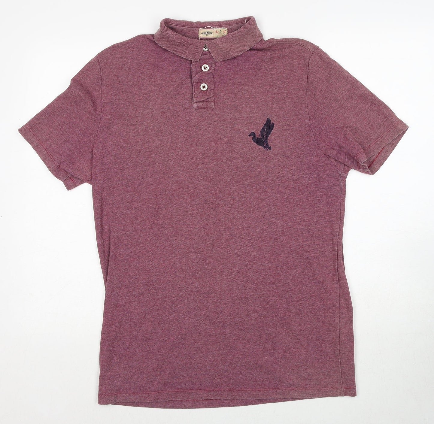 Huntington Mens Purple Polyester Polo Size M Collared Pullover