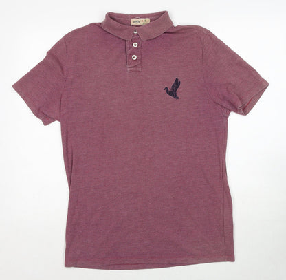 Huntington Mens Purple Polyester Polo Size M Collared Pullover