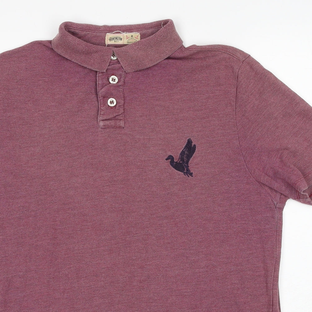 Huntington Mens Purple Polyester Polo Size M Collared Pullover