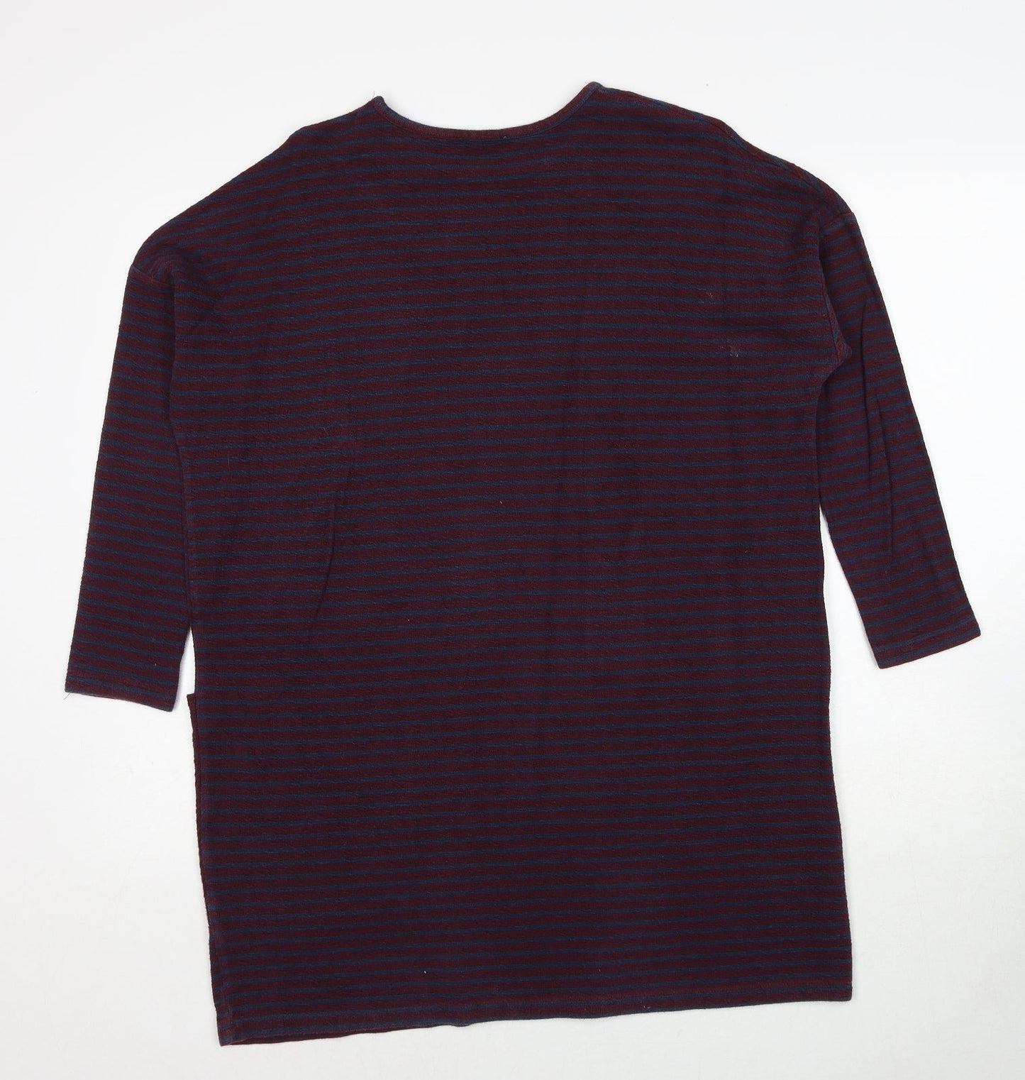 Zara Womens Red Striped Polyester Jumper Dress Size S Round Neck Pullover